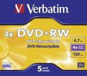 Verbatim - DVD+RW 4,7GB 4X 5er JC